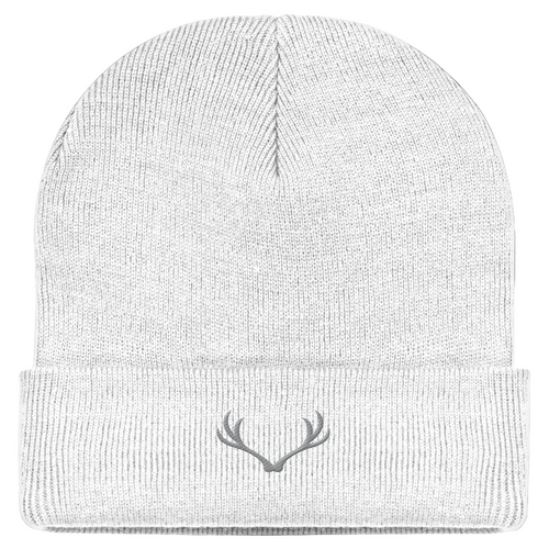 HeimatWald Beanie Geweih in Weiß – Vorderansicht