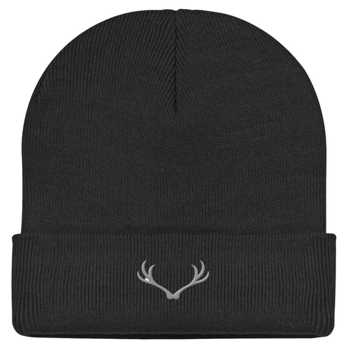 HeimatWald Beanie Geweih in Schwarz – Vorderansicht
