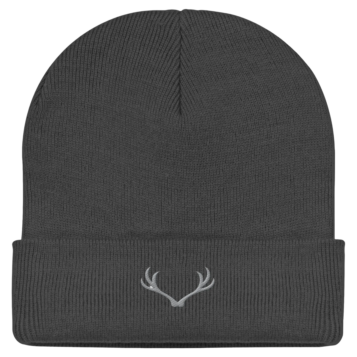 HeimatWald Beanie Geweih in Graphitgrau – Vorderansicht