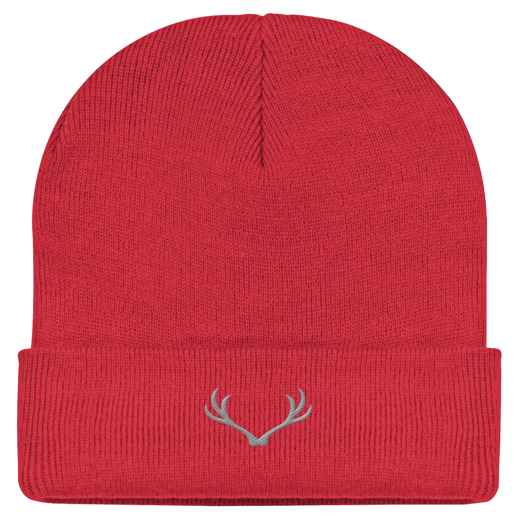 HeimatWald Beanie Geweih in Rot – Vorderansicht