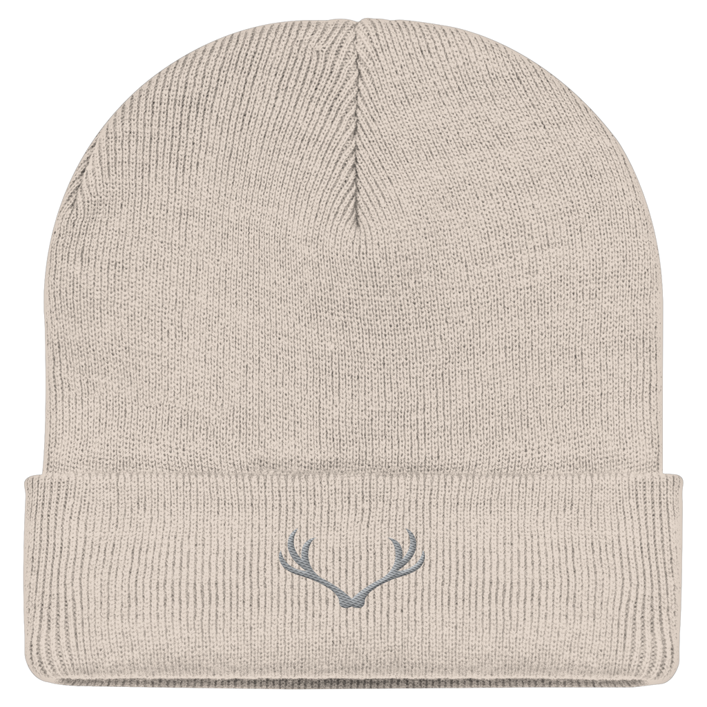 HeimatWald Beanie Geweih in Sand – Vorderansicht