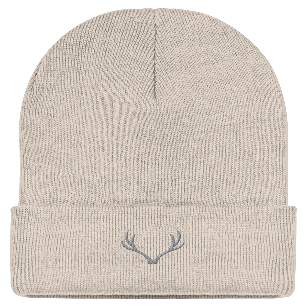 HeimatWald Beanie Geweih in Sand – Vorderansicht