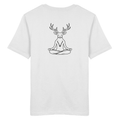 HeimatWald Bio T Shirt Yoga Hirsch Outline in Weiß mit Yoga-Hirsch-Outline-Motiv – Produktansicht