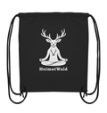 HeimatWald Bio Gym Bag Yoga Hirsch in Schwarz – Rückansicht mit Yoga-Hirsch-Motiv