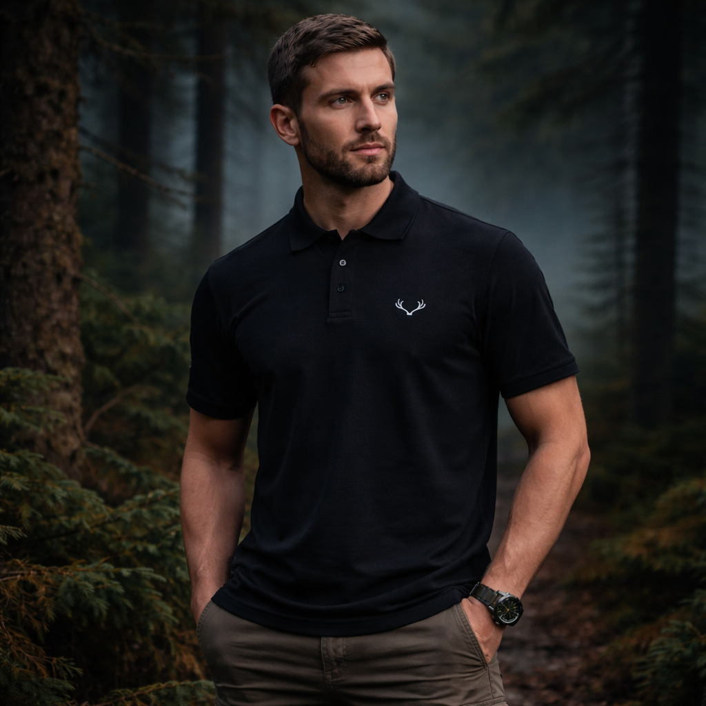 Premium-Piqué Poloshirt – Geweih