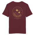 HeimatWald Bio Shirt Wollgras in Burgund mit Wollgras-Motiv – Produktansicht