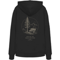 HeimatWald Bio Zip Hoodie – Stille in Schwarz – Rückansicht mit Stille-Motiv