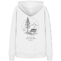HeimatWald Bio Hoodie – Stille in Weiß – Rückansicht mit Stille-Motiv