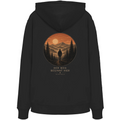 HeimatWald Bio Zip Hoodie – Sunrise in Schwarz – Rückansicht mit Sunrise-Motiv