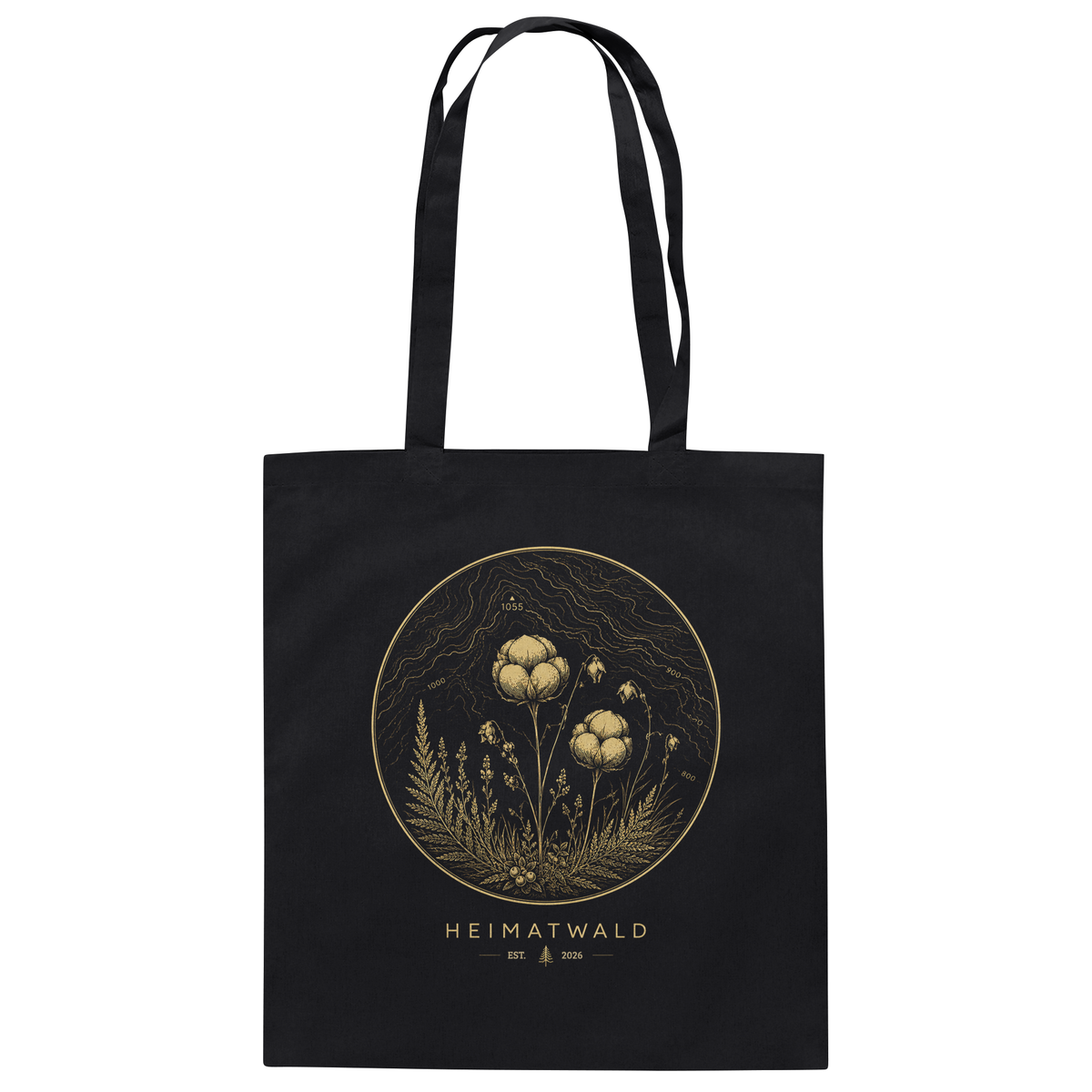 HeimatWald Wollgras Organic Cotton Bag mit Wollgras-Motiv – Produktansicht