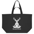 HeimatWald Bio Shopping Bag mit Yoga-Hirsch-Motiv in Schwarz