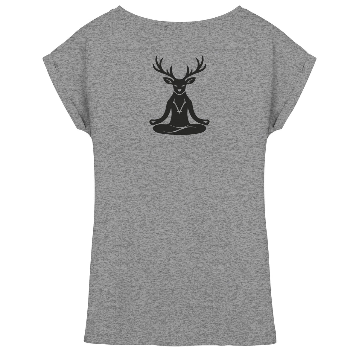 HeimatWald Damen T-Shirt Grüner Hirsch Flow Fit in Heather Grey, Rückansicht