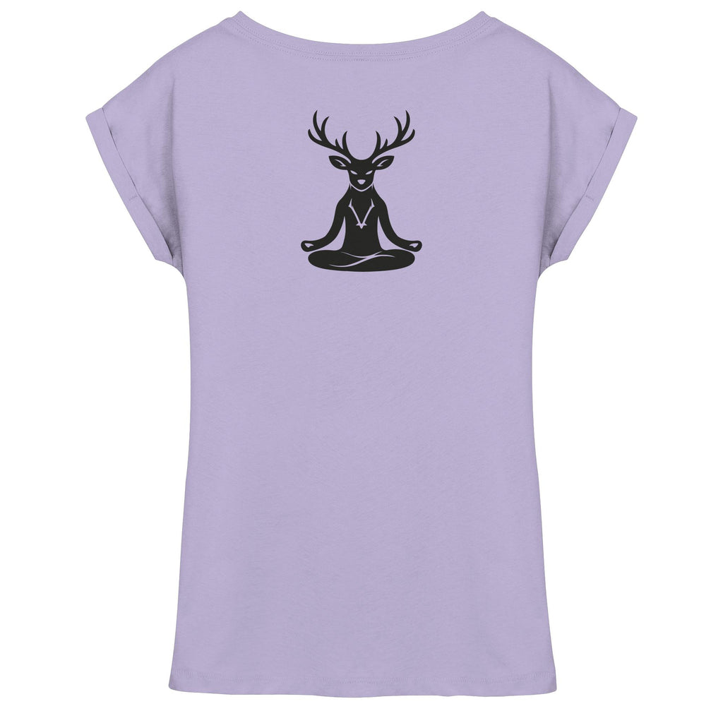 HeimatWald Damen T-Shirt Grüner Hirsch Flow Fit in Lilac, Rückansicht