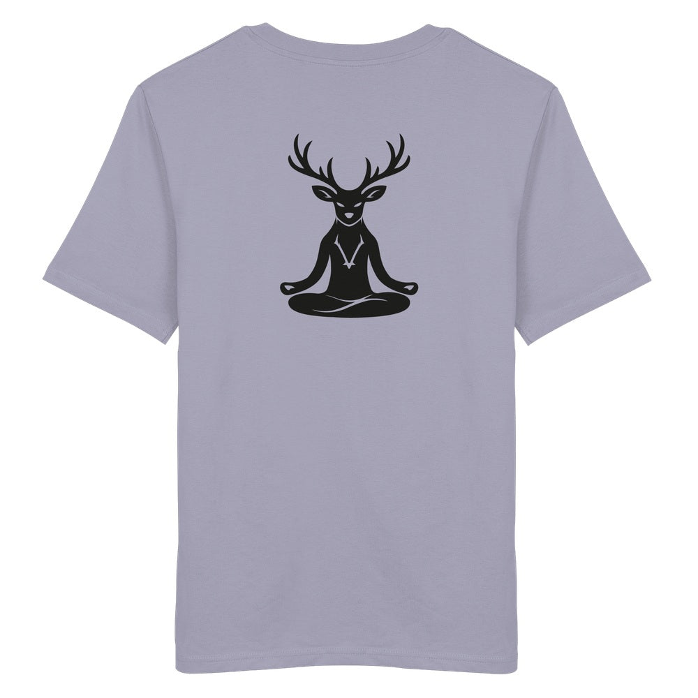 HeimatWald Bio T Shirt Yoga Hirsch in Lavender mit Yoga-Hirsch-Motiv – Produktansicht