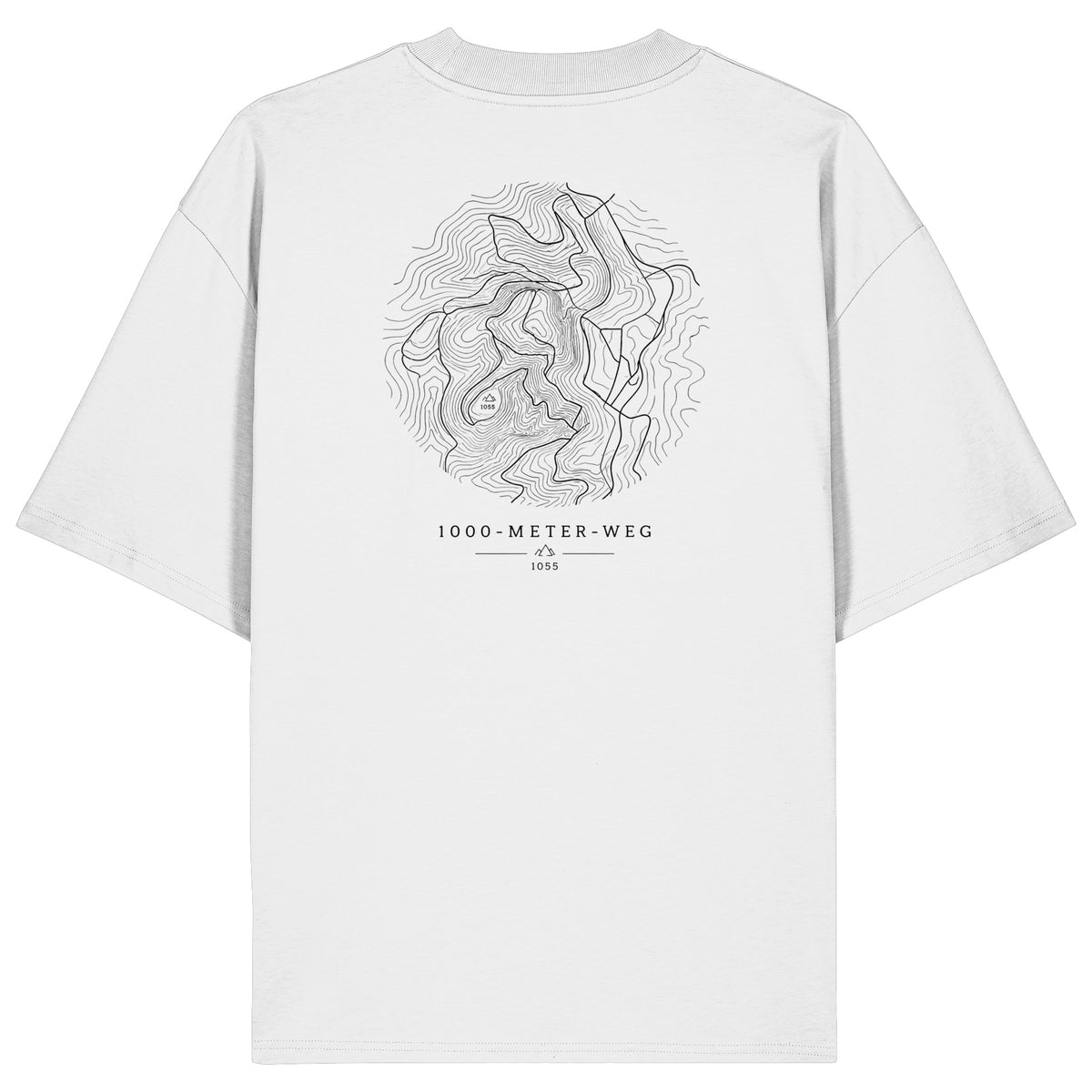 HeimatWald Bio Shirt 1000 Meter Weg in Weiß mit 1000-Meter-Weg-Motiv – Produktansicht
