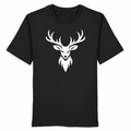 HeimatWald Bio T-Shirt Hirschkopf Frontprint in black auf weißem Hintergrund