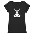 HeimatWald Yoga Hirsch damen black front 1, weißer Hintergrund