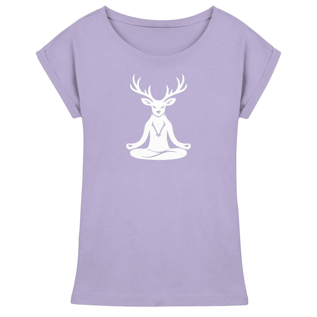 HeimatWald Yoga Hirsch damen lilac front 1, weißer Hintergrund
