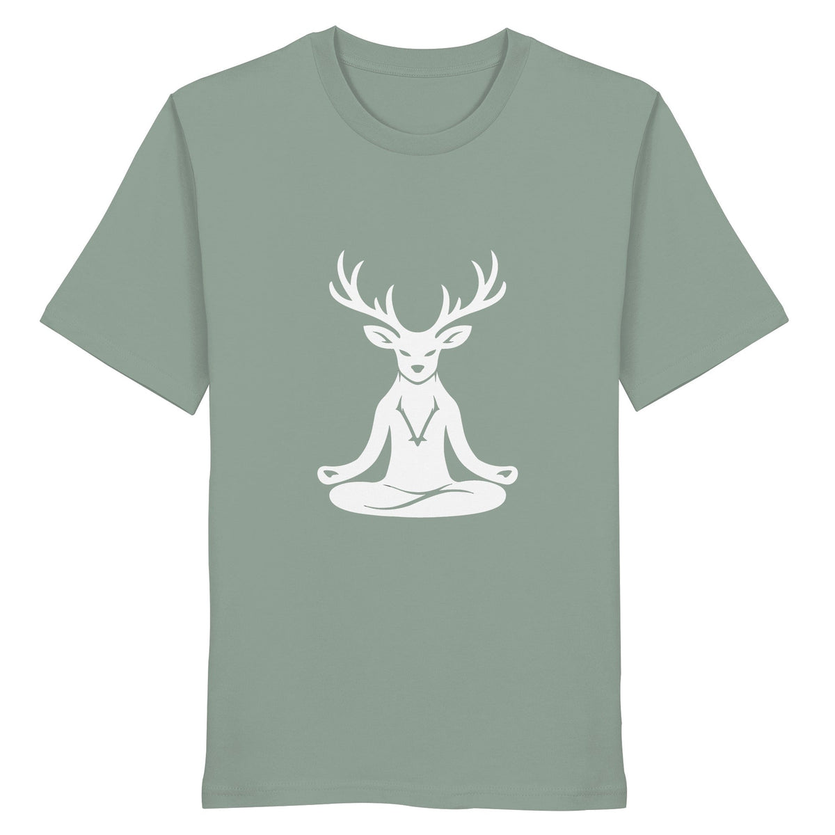HeimatWald Yoga Hirsch unisex aloe front 1, weißer Hintergrund