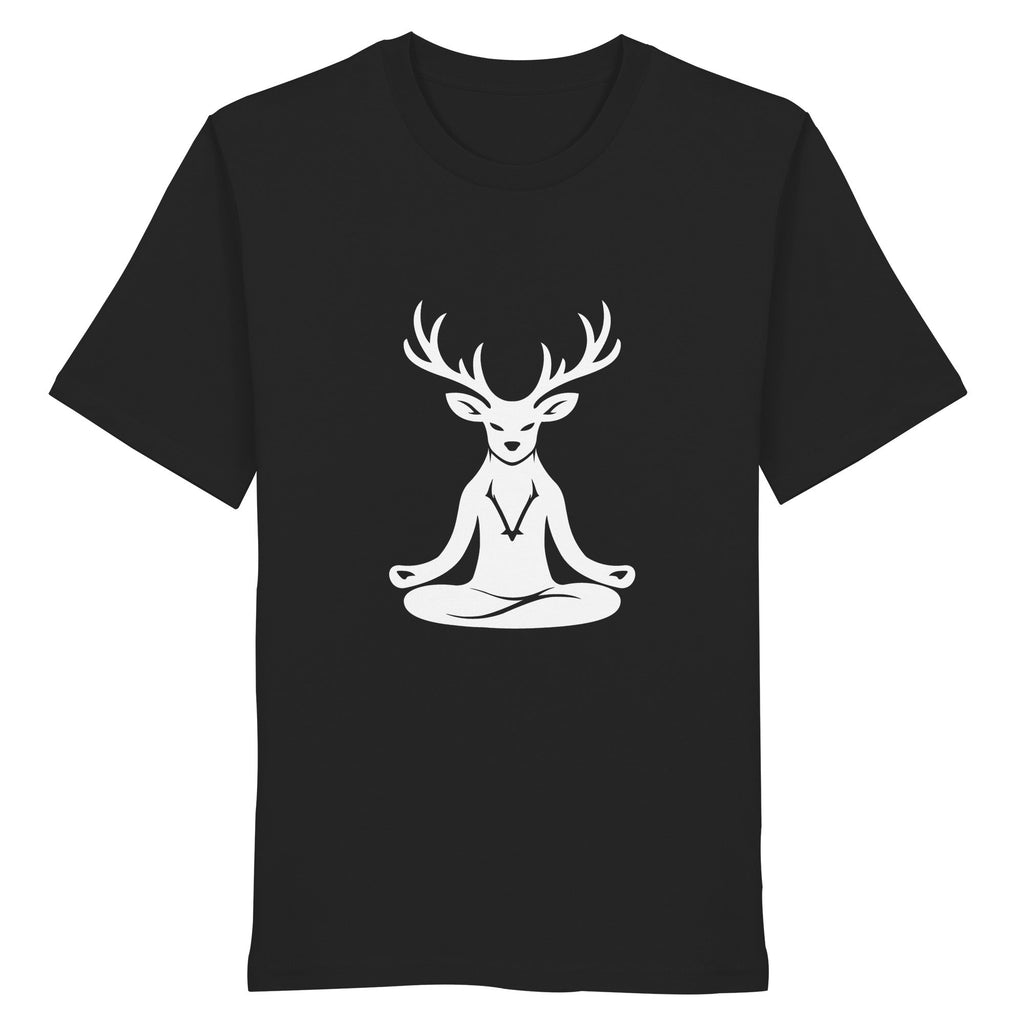 HeimatWald Yoga Hirsch unisex black front 1, weißer Hintergrund