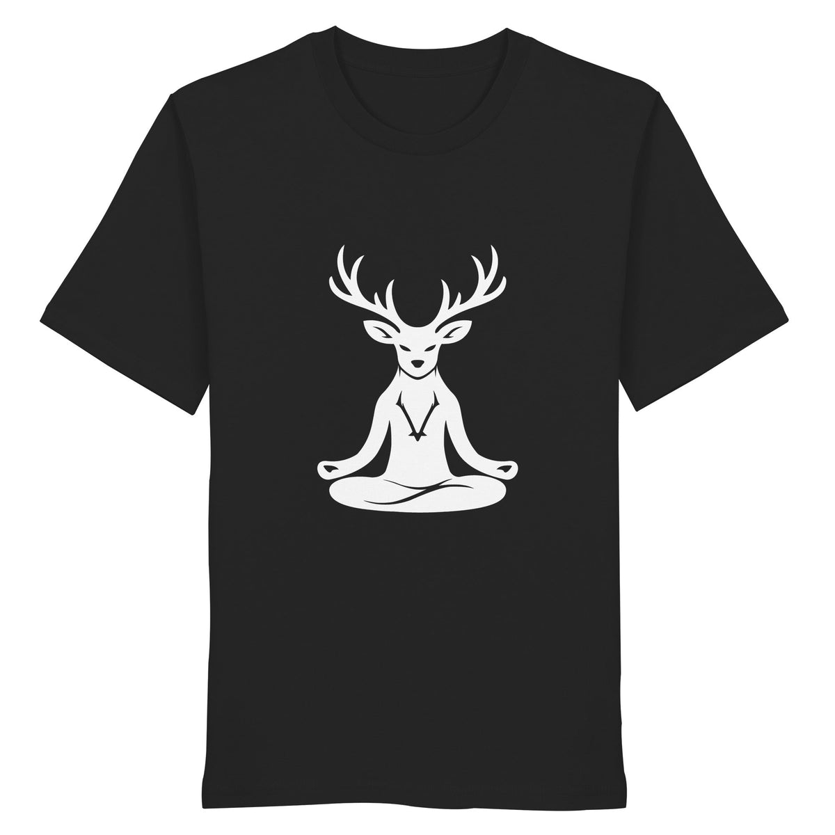 HeimatWald Yoga Hirsch unisex black front 1, weißer Hintergrund
