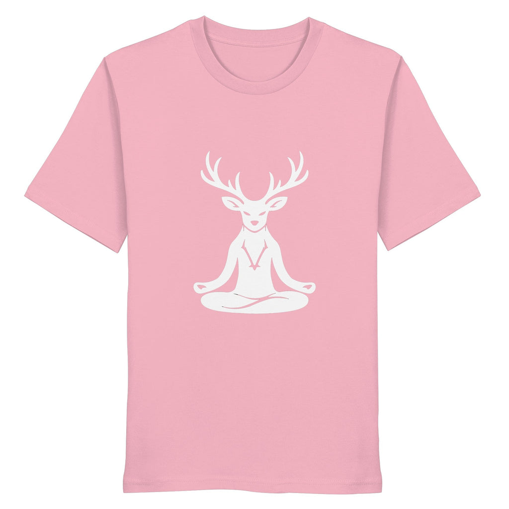 HeimatWald Yoga Hirsch unisex cotton pink front 1, weißer Hintergrund
