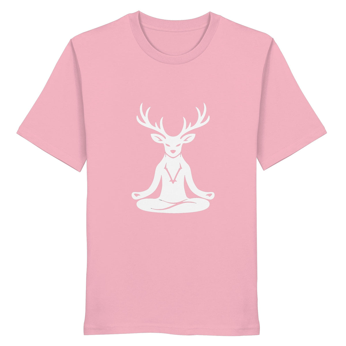 HeimatWald Yoga Hirsch unisex cotton pink front 1, weißer Hintergrund
