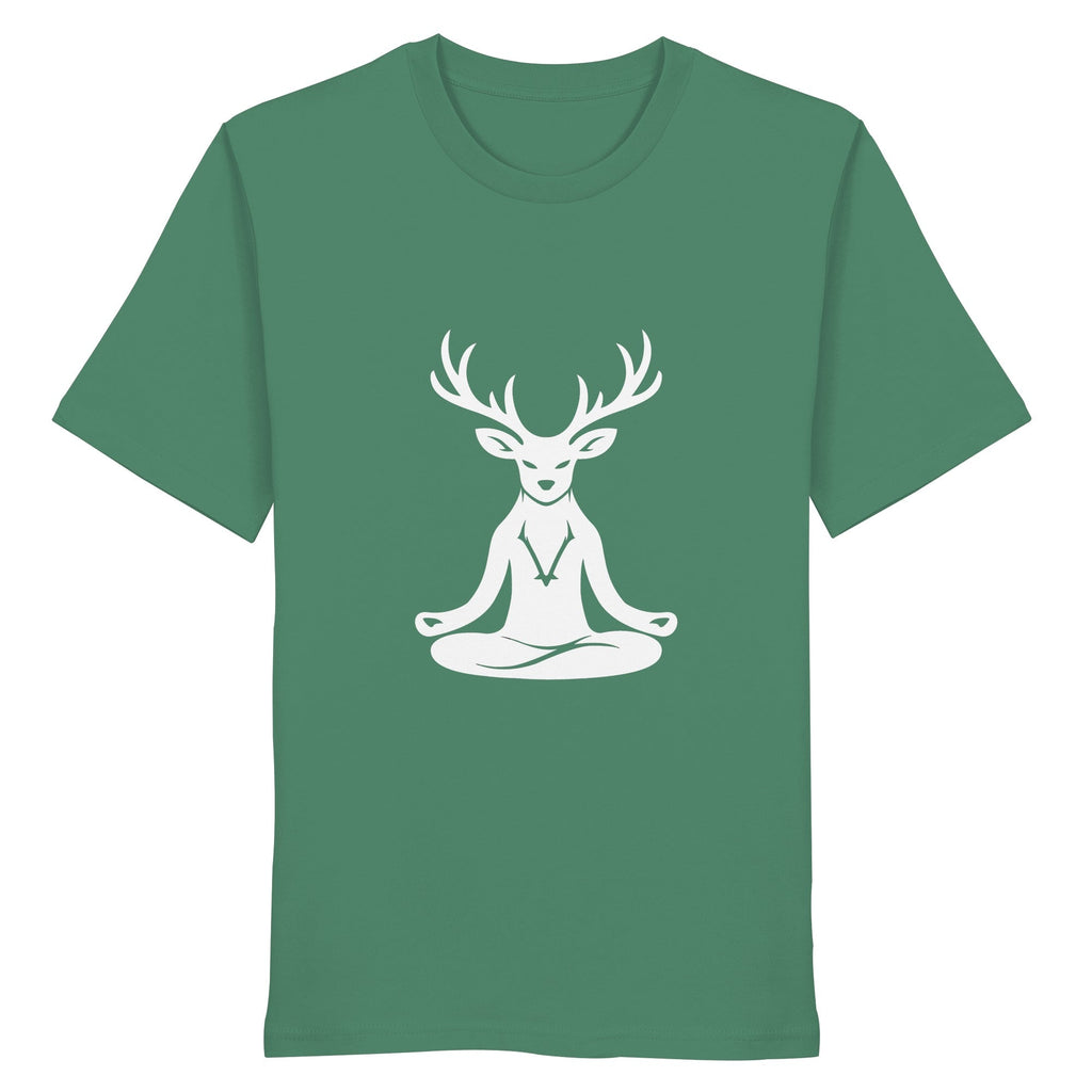 HeimatWald Yoga Hirsch unisex green bay front 1, weißer Hintergrund
