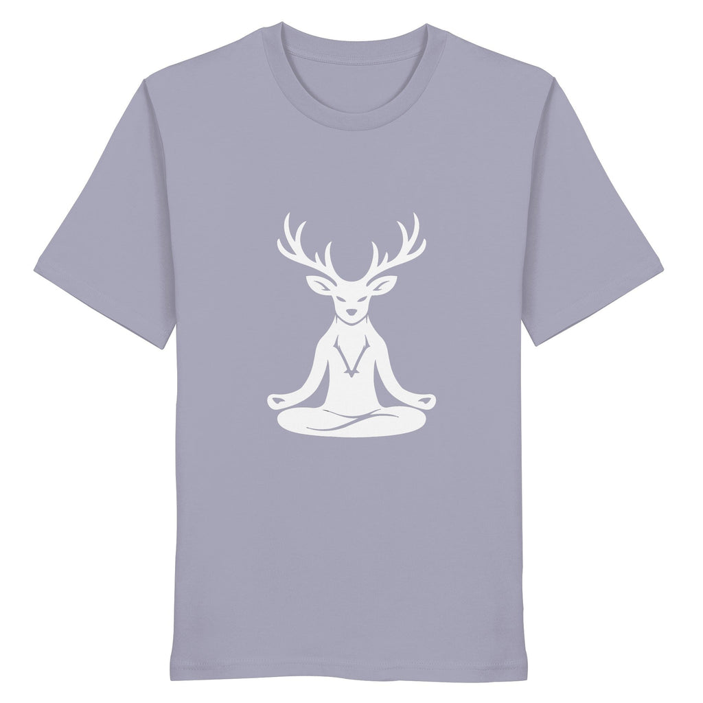 HeimatWald Yoga Hirsch unisex lavender front 1, weißer Hintergrund