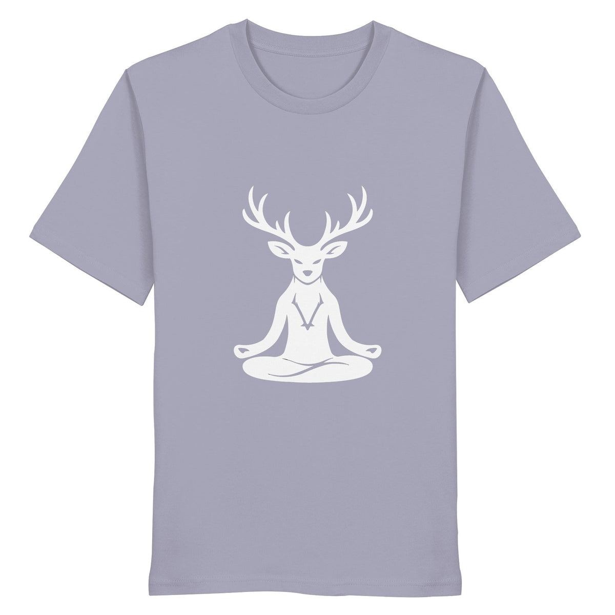 HeimatWald Yoga Hirsch unisex lavender front 1, weißer Hintergrund