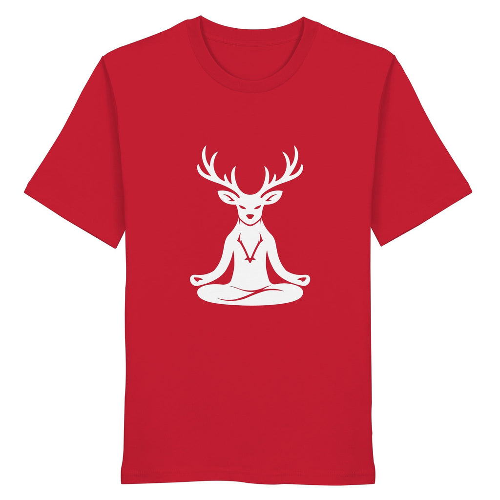 HeimatWald Yoga Hirsch unisex red front 1, weißer Hintergrund