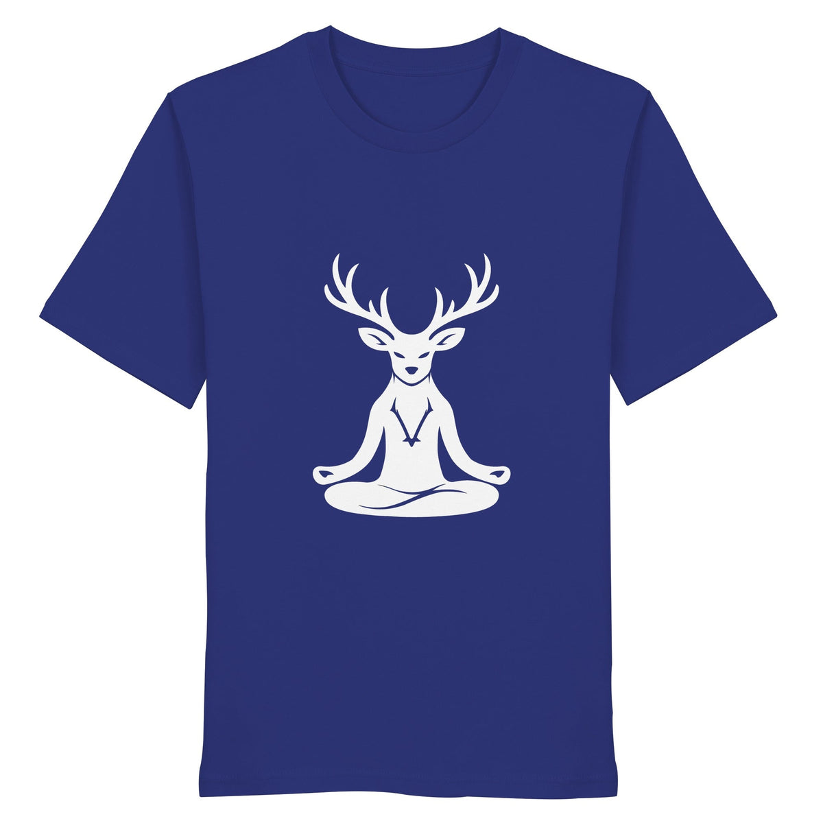 HeimatWald Yoga Hirsch unisex worker blue front 1, weißer Hintergrund
