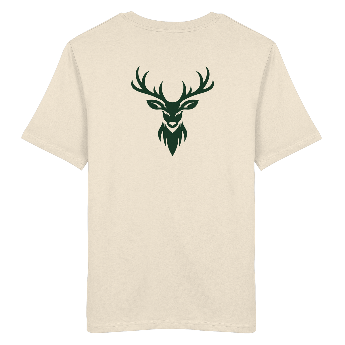 HeimatWald Bio T Shirt Hirschkopf in Natural mit Hirschkopf-Motiv – Produktansicht