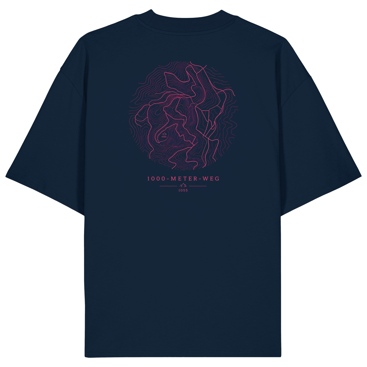 HeimatWald Bio Shirt 1000 Meter Weg in Navy mit 1000-Meter-Weg-Motiv – Produktansicht