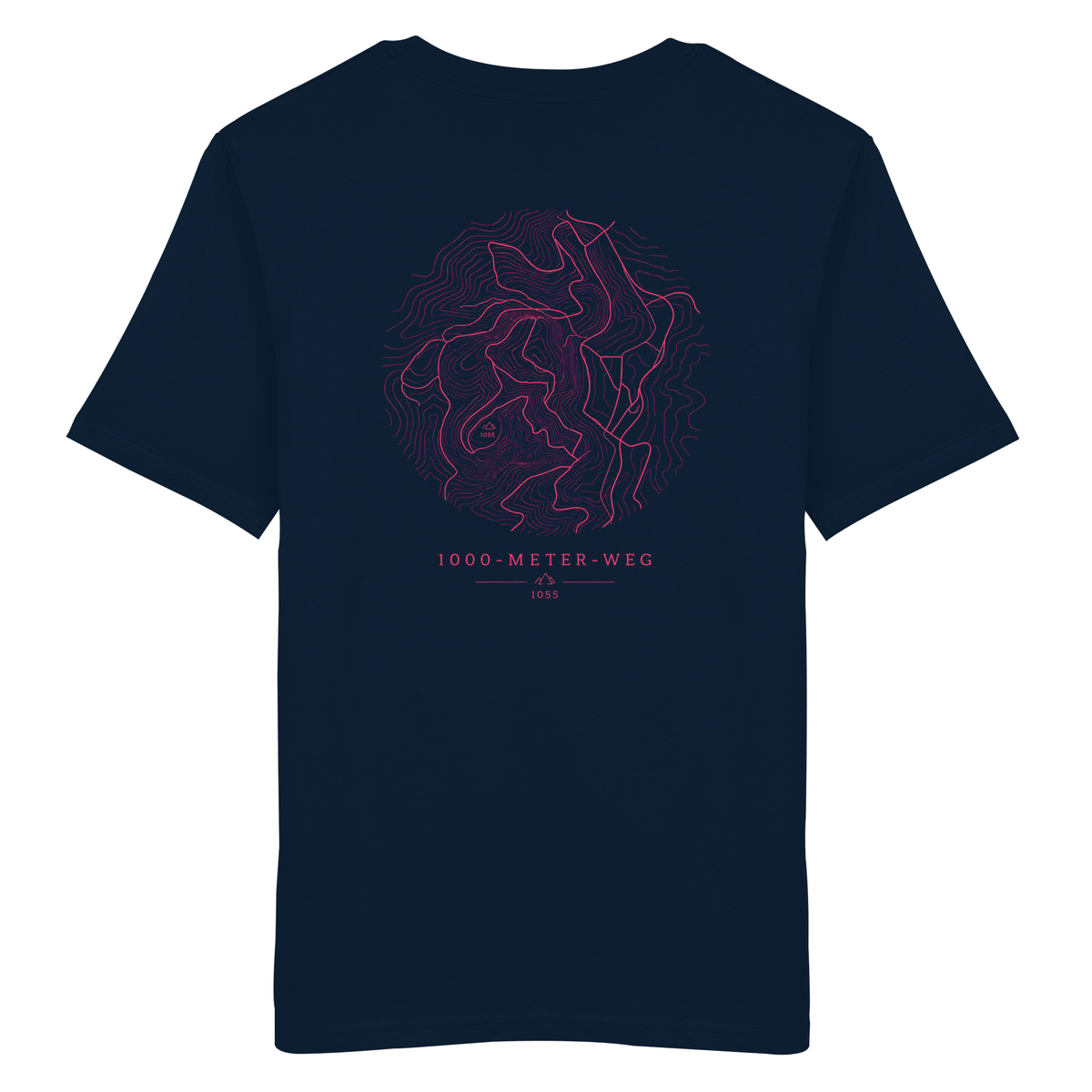 HeimatWald Bio Shirt 1000 Meter Weg in Navy mit 1000-Meter-Weg-Motiv – Produktansicht