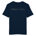 HeimatWald Bio Shirt Ridgelin in Navy mit Höhenlinien-Motiv – Produktansicht