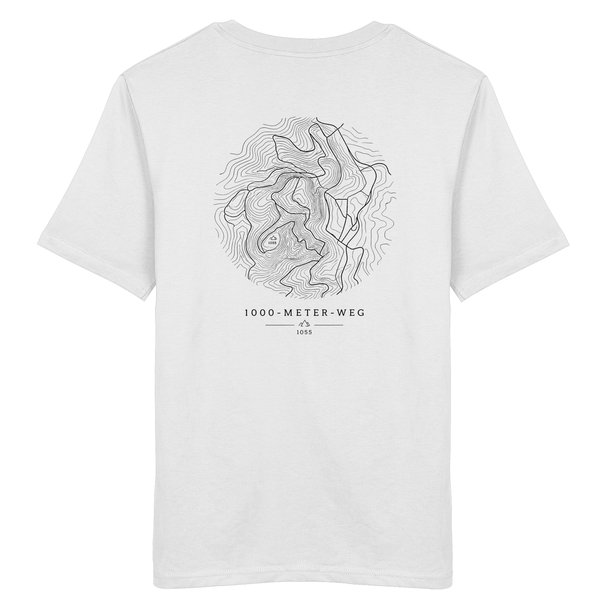 HeimatWald Bio Shirt 1000 Meter Weg in Weiß mit 1000-Meter-Weg-Motiv – Produktansicht