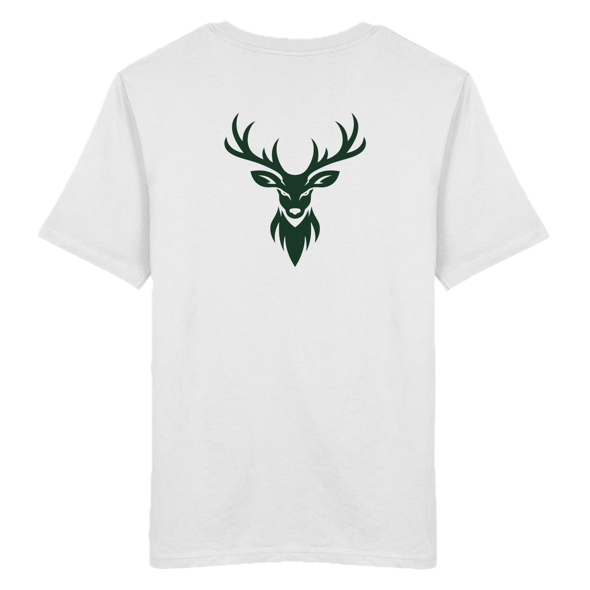 HeimatWald Bio T Shirt Hirschkopf in Weiß mit Hirschkopf-Motiv – Produktansicht